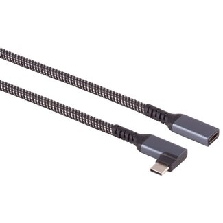 S-Impuls USB-C Verlängerungskabel | Winkelstecker (links/rechts) | USB 3.1 10 Gbps | PD 100W | 4K 60Hz | Nylon | 1,5 m
