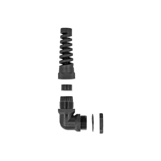 Kabelverschraubung mit Zugentlastung | 90° Winkel | PG11 | 5-10 mm | IP68 | Schwarz | 1 Stück