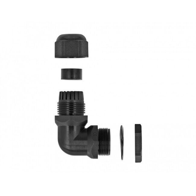 Kabelverschraubung 90° | PG16 | 10-14 mm | IP68 | Schwarz | 1 Stück