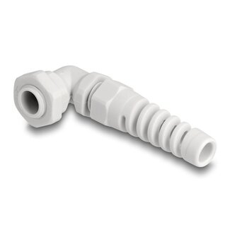 DeLOCK Kabelverschraubung mit Zugentlastung | 90° Winkel | PG7 | 3-6,5 mm | IP68 | Grau | 1 Stück