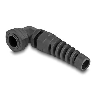 DeLOCK Kabelverschraubung mit Zugentlastung | 90° Winkel | PG9 | 4-8 mm | IP68 | Schwarz | 1 Stück