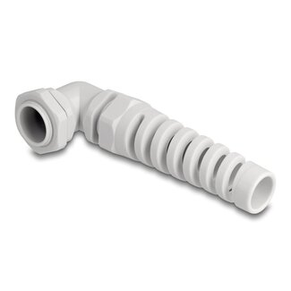 DeLOCK Kabelverschraubung mit Zugentlastung | 90° Winkel | PG16 | 10-14 mm | IP68 | Grau | 1 Stück