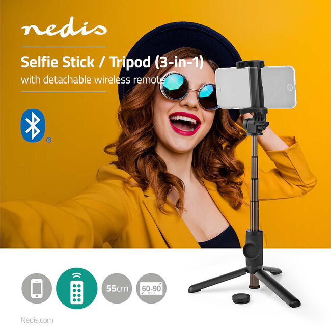 Nedis Bluetooth Selfie-Stick & Mini-Stativ für Smartphones | max. 48 cm