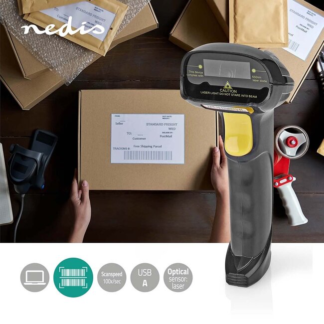 Nedis Barcode-Scanner | Laser | Kabelgebunden | 1D | USB 2.0