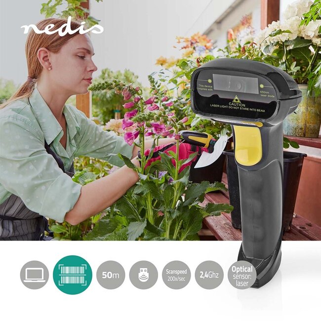 Nedis Barcode-Scanner | Laser | Kabellos | 1D | USB 2.0