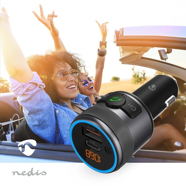 Nedis FM-Transmitter | Bluetooth | Freisprecheinrichtung | USB-A QC & USB-C PD Laden