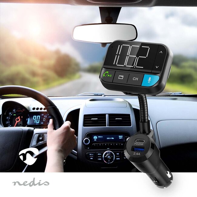 Nedis FM-Transmitter | Bluetooth, Micro SD & USB | Freisprecheinrichtung | USB-A & USB-C PD Laden