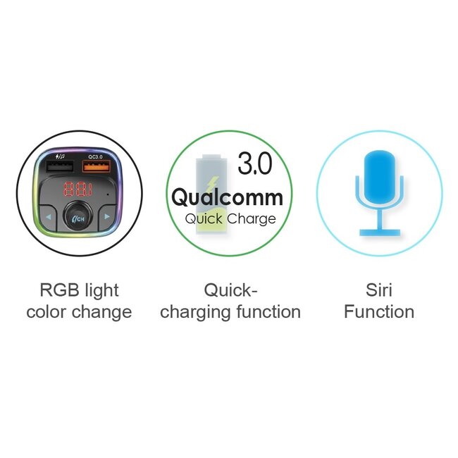 MaxTrack FM-Transmitter | Bluetooth | Freisprecheinrichtung | USB-A QC Laden