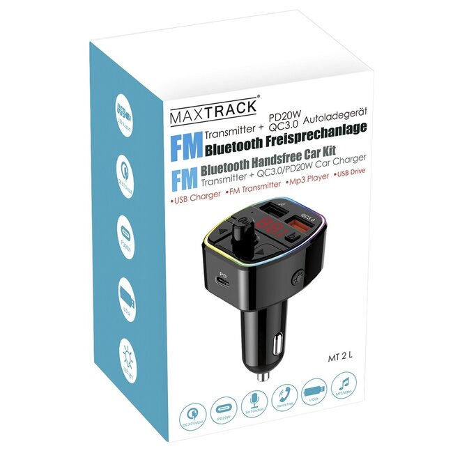 MaxTrack FM-Transmitter | Bluetooth | Freisprecheinrichtung | USB-A QC & USB-C PD Laden