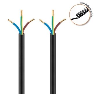 Bachmann Elektrikleitung 3-adrig | Spiralkabel | 3x1,5mm² | Schwarz | 6 Meter