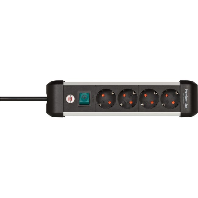 Brennenstuhl Premium-Alu-Line Steckdosenleiste | 4 Steckplätze | 1,8 m