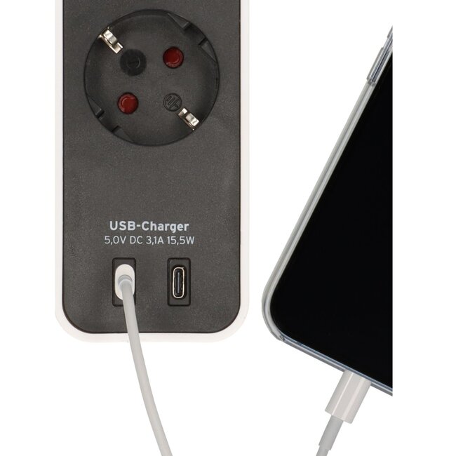 Brennenstuhl Ecolor Steckdosenleiste | 4 Steckplätze | 2x USB-C | Schwarz/Weiß | 1,5 m