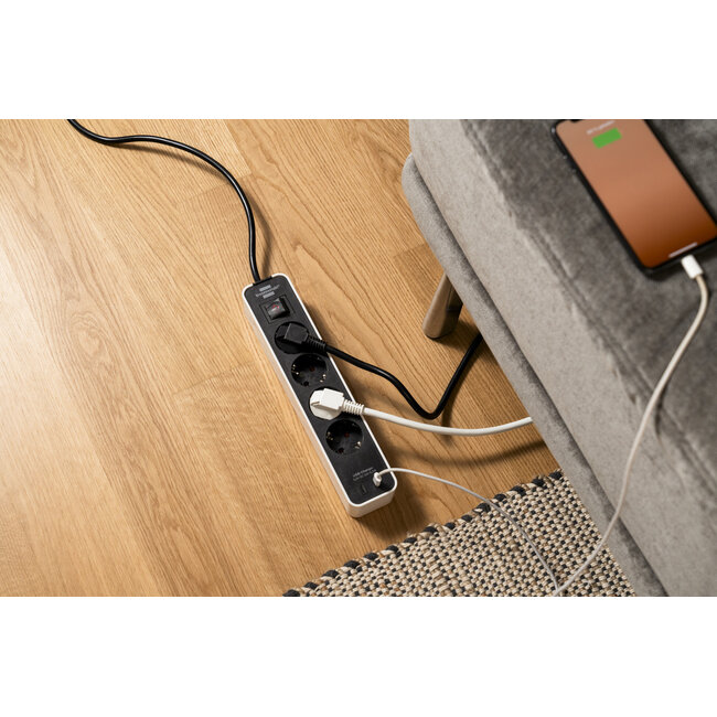 Brennenstuhl Ecolor Steckdosenleiste | 4 Steckplätze | 2x USB-C | Schwarz/Weiß | 1,5 m