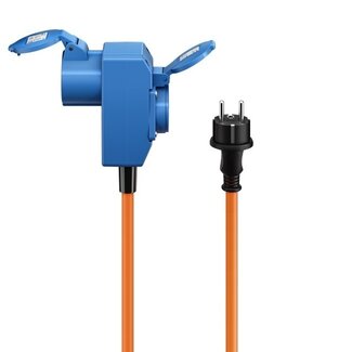 Goobay Camping-Stromkabel mit zusätzlicher Steckdose | CEE 7/7 - CEE 3-polig 230V/16A | 3x 2,5mm² | IP44 | 1,5 m