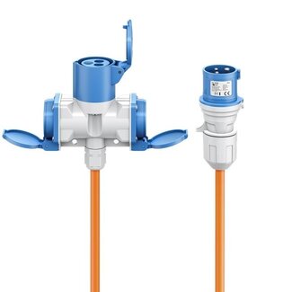 Goobay Camping-Stromkabel mit 2 Steckdosen | CEE 3-pol 230V/16A | 3x2,5mm² | IP44 | 5 m