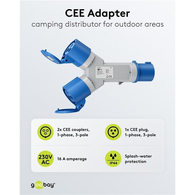 Camping Stromverteiler | 2-fach | CEE 3-polig 230V/16A | IP44