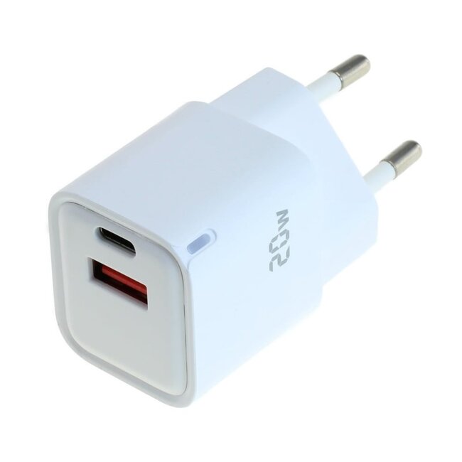 OTB USB-Ladegerät | USB-C PD + USB-A QC | GaN | 20W | Weiß