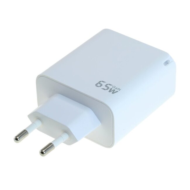 OTB USB-Ladegerät | 2x USB-C PD + 1x USB-A QC | GaN | 65W | Weiß