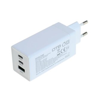 OTB OTB USB-Ladegerät | 2x USB-C PD + 1x USB-A QC | GaN | 65W | Weiß