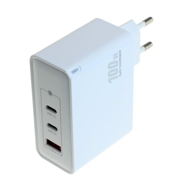 OTB USB-Ladegerät | 2x USB-C PD + 1x USB-A QC | GaN | 100W | Weiß