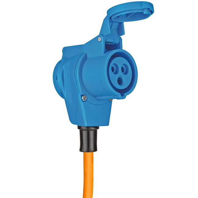Brennenstuhl Camping-Stromkabel mit Zusatzsteckdose | CEE 3-pol 230V/16A | 3x2,5mm² | IP44 | Orange | 3m