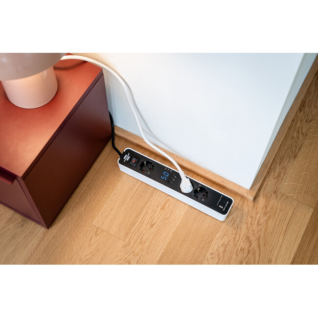 Brennenstuhl Ecolor Countdown Steckdosenleiste | 3 Steckplätze | USB-A + USB-C | 1,5 m