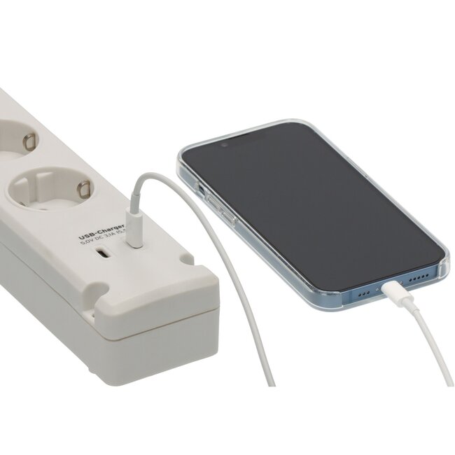 Brennenstuhl Bremounta Steckdosenleiste | 5 Steckplätze | 2x USB-C | Weiß | 3 m