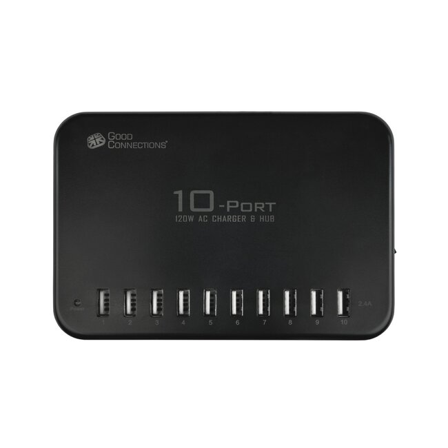 Good Connections USB-Ladegerät | 10x USB-A | 120W | Schwarz