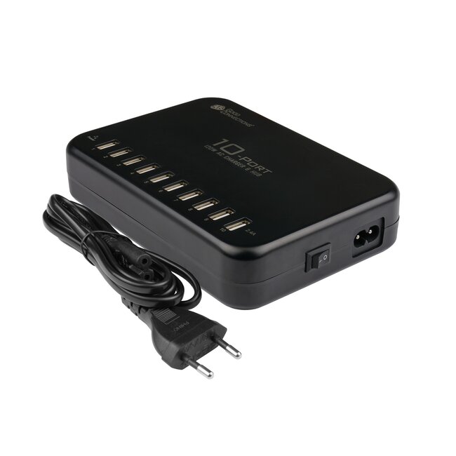 Good Connections USB-Ladegerät | 10x USB-A | 120W | Schwarz