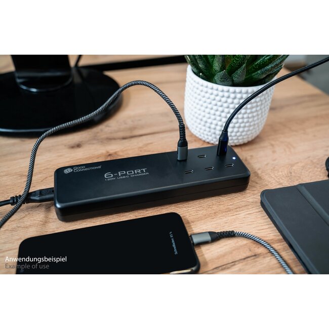 Good Connections USB-Ladegerät | 6x USB-C PD | 120W | Schwarz