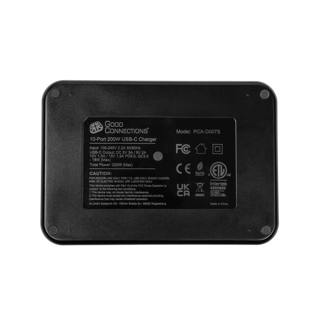 Good Connections USB-Ladegerät | 10x USB-C PD | 200W | Schwarz