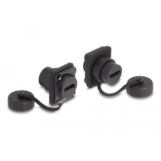 DeLOCK HDMI D-Typ Modul mit Schutzkappe | HDMI 2.0 (4K 60Hz + HDR) | IP67 | Schwarz