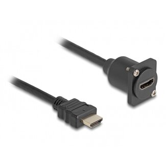 DeLOCK HDMI D-Typ Modul mit HDMI (m) Kabel | HDMI2.0 (4K 60Hz + HDR) | Schwarz | 0,20 m