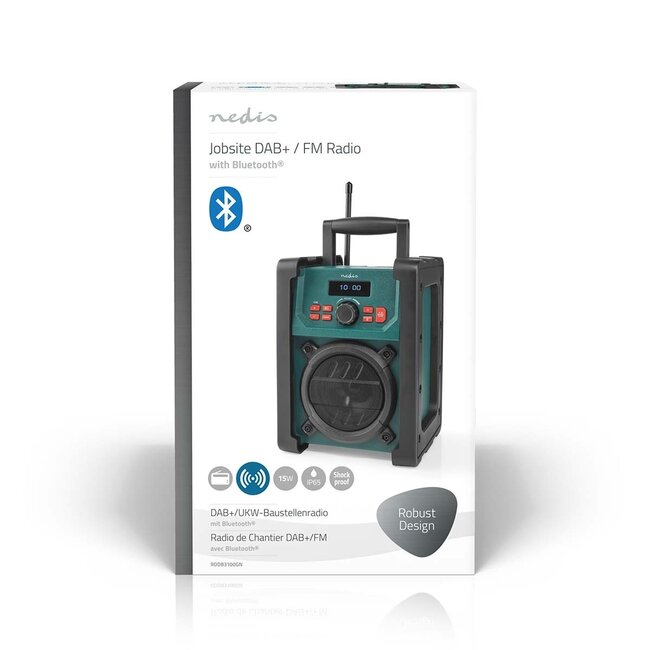 Nedis Baustellenradio | DAB+/FM, Bluetooth & AUX | 15W | IP65
