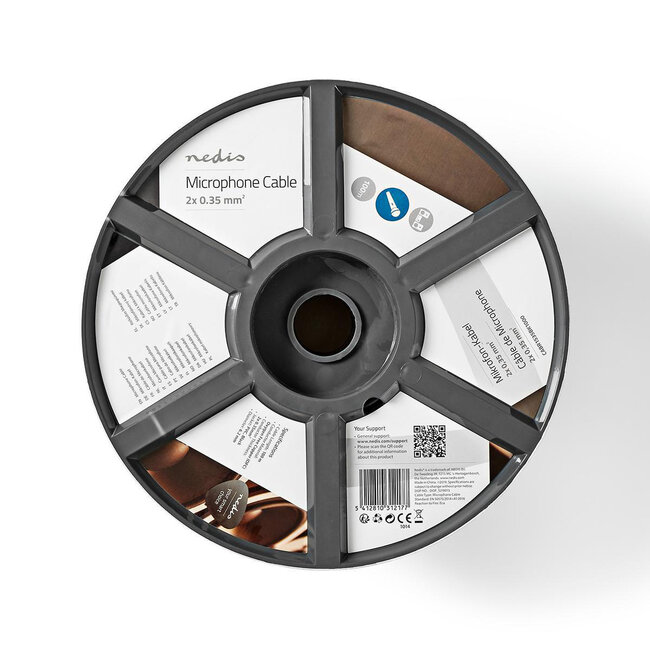 Nedis 2-adriges Mikrofonkabel | 2x 0,35mm² | Schwarz | 100 Meter
