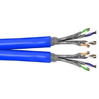 Goobay SFTP CAT7a+ Duplex Netzwerkkabel | Massivleiter | AWG22 | LSZH | Blau | 50 Meter