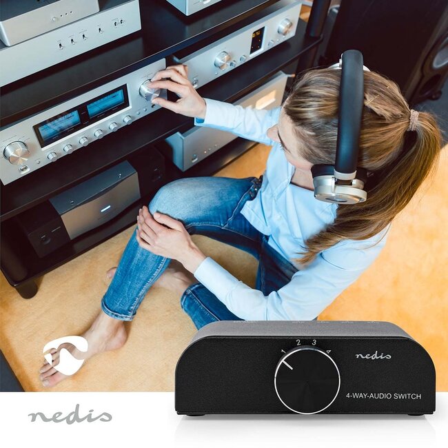 Nedis Tulpen Stereo Audio Umschalter | 4 auf 1 | Metall