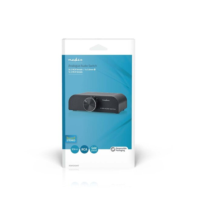 Nedis Tulpen Stereo Audio Umschalter | 4 auf 1 | Metall