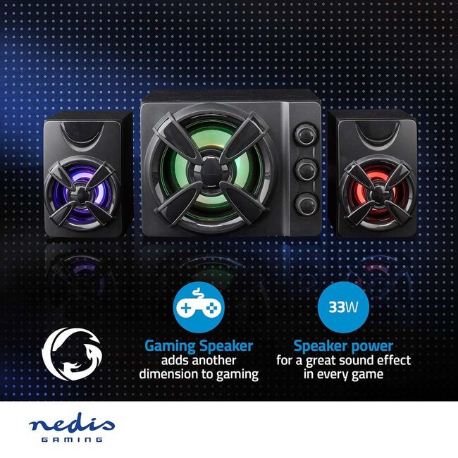 Nedis Gaming 2.1 PC-Lautsprecher Set mit LED | 3,5mm | 33W