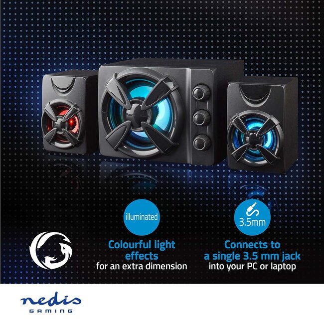 Nedis Gaming 2.1 PC-Lautsprecher Set mit LED | 3,5mm | 33W