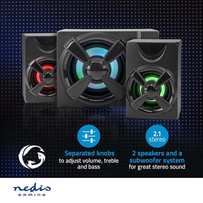 Nedis Gaming 2.1 PC-Lautsprecher Set mit LED | 3,5mm | 33W
