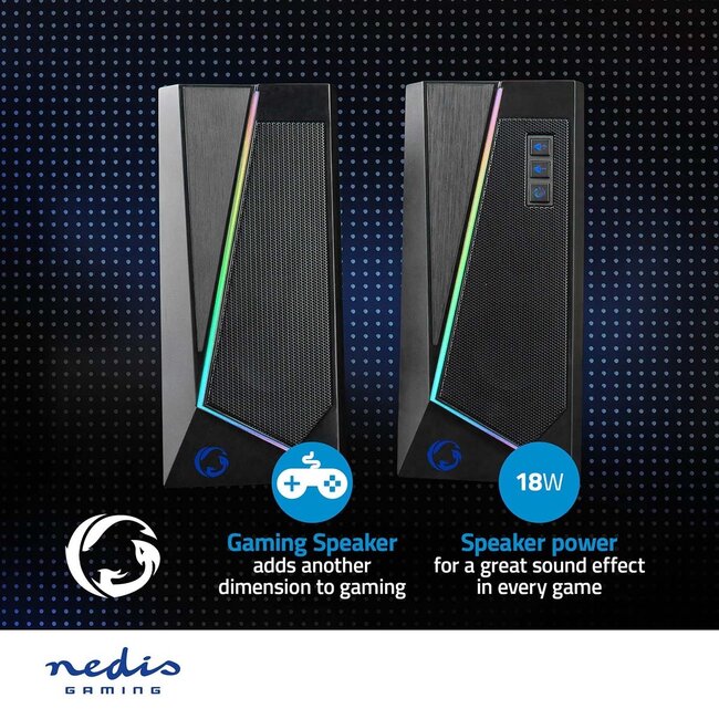 Nedis Gaming 2.0 PC-Lautsprecher Set mit LED | 3,5mm | 18W