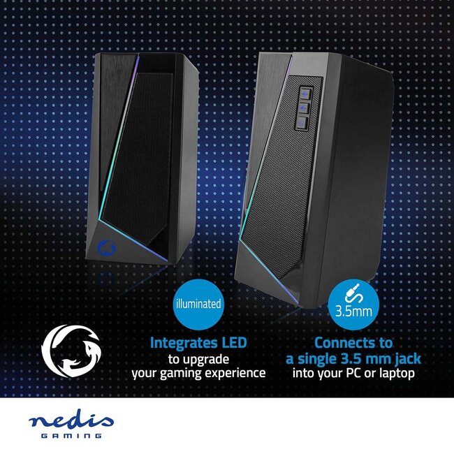 Nedis Gaming 2.0 PC-Lautsprecher Set mit LED | 3,5mm | 18W