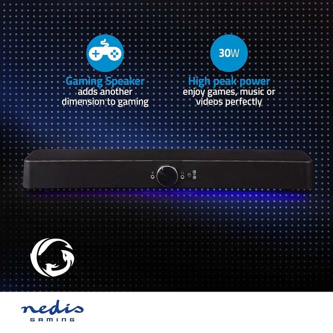 Nedis Gaming Soundbar mit LED | 3,5mm/Bluetooth | 30W