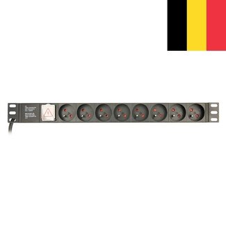 Energenie 19 Zoll Steckdosenleiste | Schalter | IEC C14 - 8x CEE 7/5 (Belgien) | 1U | Schwarz | 3 Meter