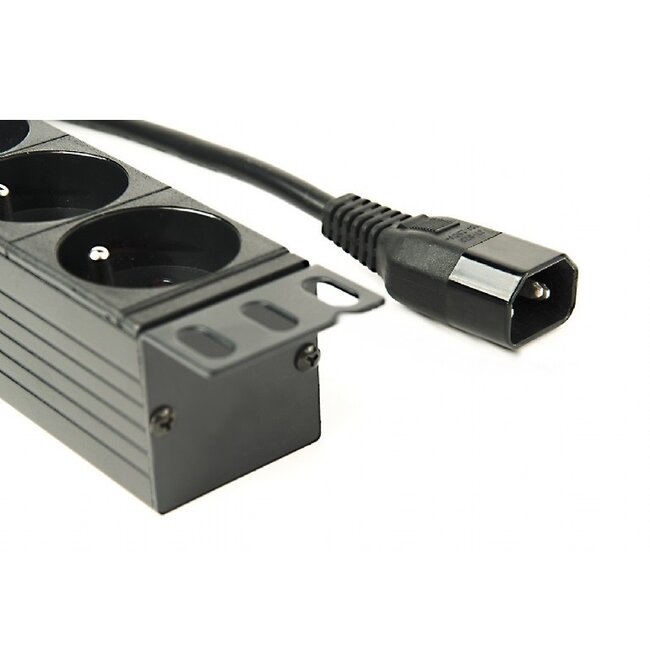 19 Zoll Steckdosenleiste | Schalter | IEC C14 - 8x CEE 7/5 (Belgien) | 1U | Schwarz | 3 Meter