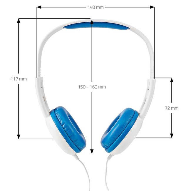 Nedis On-Ear Kinderkopfhörer | Blau/Weiß | 1,2 m