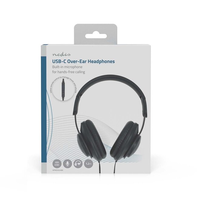 Nedis Over-Ear Kopfhörer mit Mikrofon | USB-C | Schwarz | 1,2 m