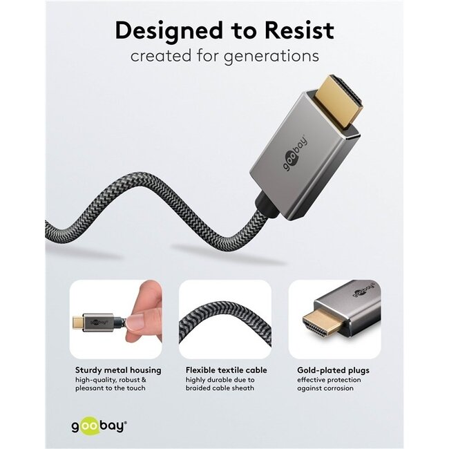 Goobay USB-C zu HDMI 4K 60Hz Kabel | Aluminium/Nylon | 1 Meter