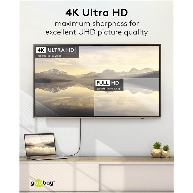 Goobay USB-C zu HDMI 4K 60Hz Kabel | Aluminium/Nylon | 1 Meter